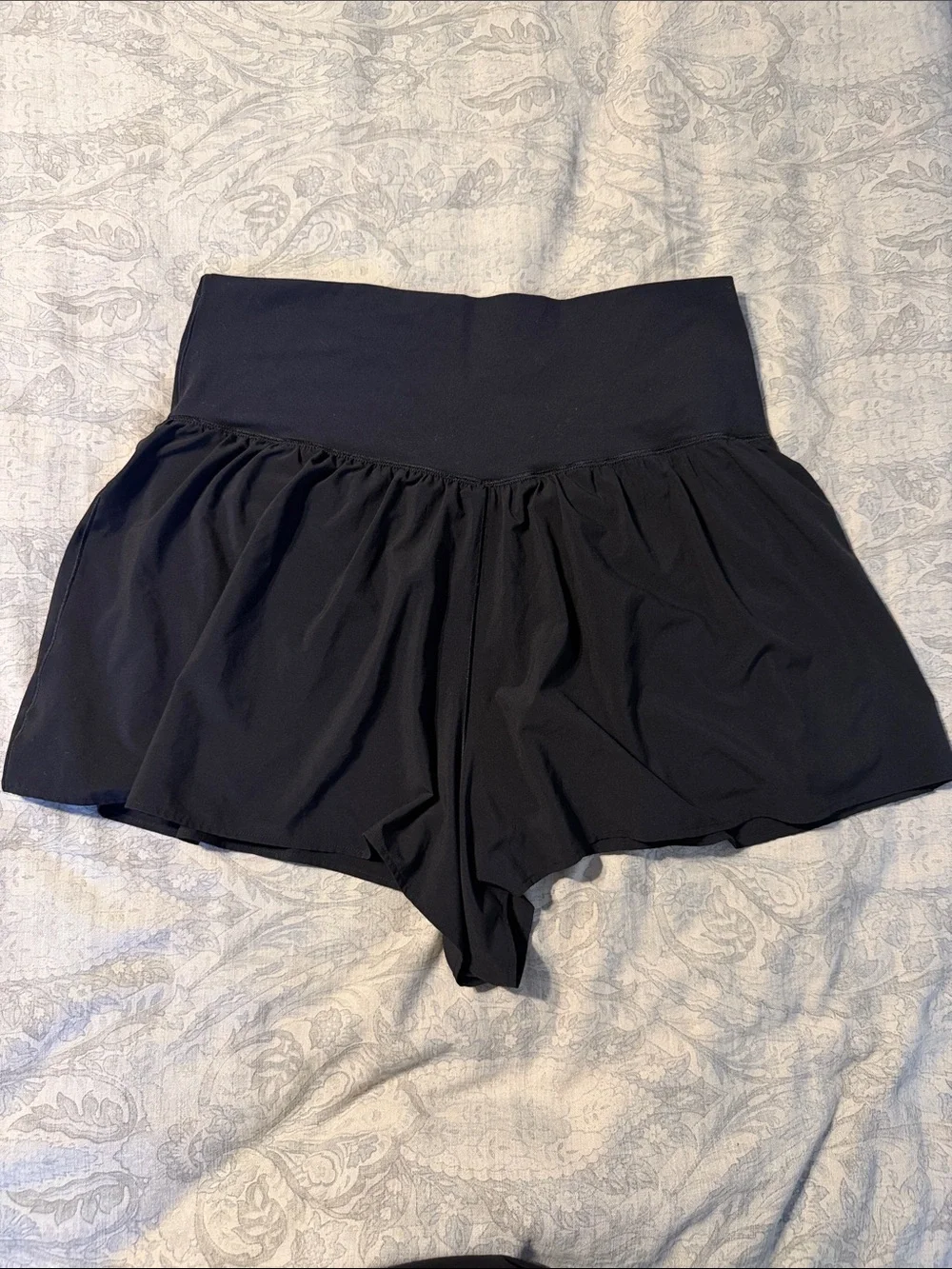 aerie Black High-Waist Flared Skort